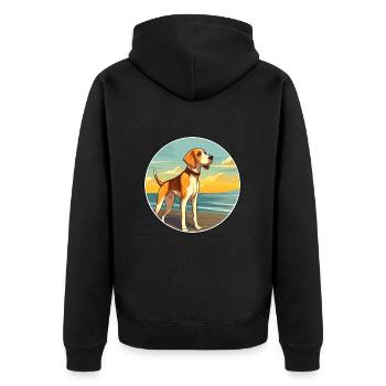 Englisch Foxhound Hund Rasse Cartoon Kawaii Clipart - Unisex Premium Bio Zip Hoodie - Schwarz - Hinten - Nico (187cm)