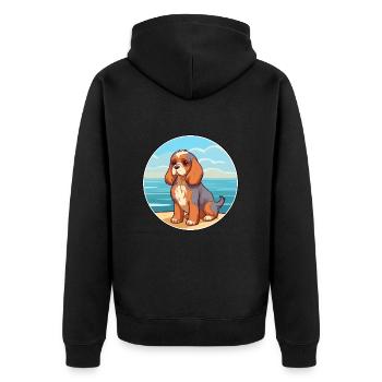 Anglais Jouet Épagneul Chien Race Dessin Animé Kawaii Chien - Veste à capuche bio Premium Unisexe - noir - Dos - Nico (187cm)
