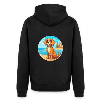 Havenese chien race dessin animé Kawaii Clipart chien animal de compagnie - Veste à capuche bio Premium Unisexe - noir - Dos - Nico (187cm)