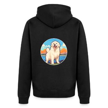 Hongrois Kuvasz chien race Cartoon Kawaii Clipart - Veste à capuche bio Premium Unisexe - noir - Dos - Nico (187cm)
