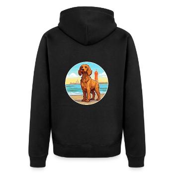 Griffon Fauve De Bretagne Dog Breed Cartoon Kawaii - Unisex Premium Organic Zip Hoodie - black - Back - Nico (187cm)