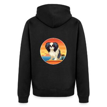 Japonais Chin chien race Cartoon Kawaii Clipart chien - Veste à capuche bio Premium Unisexe - noir - Dos - Nico (187cm)