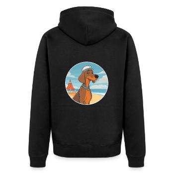 Hannover Hund Rasse Cartoon Kawaii Clipart Hund - Unisex Premium Bio Zip Hoodie - Schwarz - Hinten - Nico (187cm)