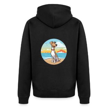 Möwe Terrier Hund Rasse Cartoon Kawaii Clipart Hund - Unisex Premium Bio Zip Hoodie - Schwarz - Hinten - Nico (187cm)