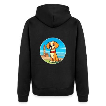 Italien Volpino chien race Cartoon Kawaii Clipart - Veste à capuche bio Premium Unisexe - noir - Dos - Nico (187cm)