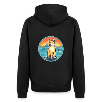 Korean Jindo Dog Breed Cartoon Kawaii Clipart Dog - Unisex Premium Organic Zip Hoodie - black - Back - Nico (187cm)