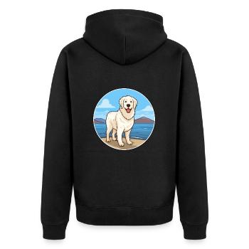 Kuvasz chien race dessin animé Kawaii Clipart aquarelle - Veste à capuche bio Premium Unisexe - noir - Dos - Nico (187cm)
