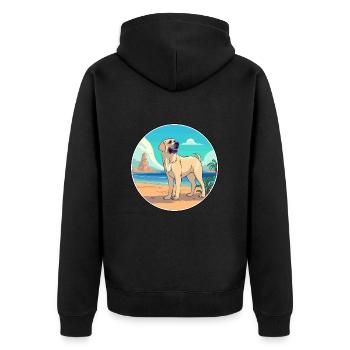 Kangal chien race dessin animé Kawaii Clipart aquarelle - Veste à capuche bio Premium Unisexe - noir - Dos - Nico (187cm)