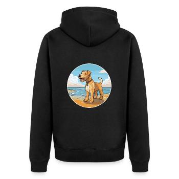 Lakeland Terrier chien race Cartoon Kawaii Clipart - Veste à capuche bio Premium Unisexe - noir - Dos - Nico (187cm)