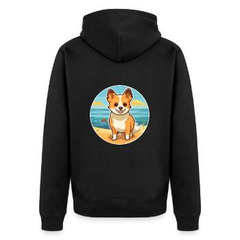 Lundehund chien race dessin animé kawaii clipart chien animal de compagnie - Veste à capuche bio Premium Unisexe - noir - Dos - Nico (187cm)