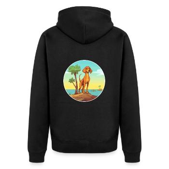 Majestic Tree Hound Dog Breed Cartoon Kawaii Dog - Unisex Premium Organic Zip Hoodie - black - Back - Nico (187cm)