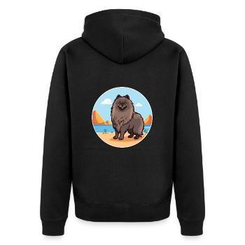 Keeshond Dog Breed Cartoon Kawaii Clipart Dog Pet - Unisex Premium Organic Zip Hoodie - black - Back - Nico (187cm)