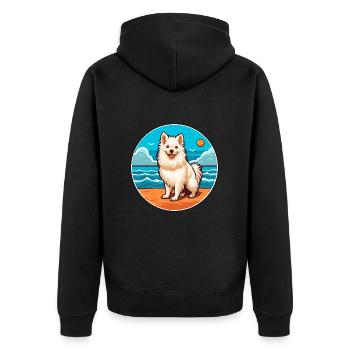 Spitz indien chien race Cartoon Kawaii Clipart chien - Veste à capuche bio Premium Unisexe - noir - Dos - Nico (187cm)