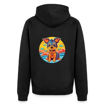 Ovtcharka de race de chien d’Asie centrale Cartoon Kawaii - Veste à capuche bio Premium Unisexe - noir - Dos - Nico (187cm)