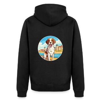 Moscow Watchdog Dog Breed Cartoon Kawaii Clipart - Unisex Premium Organic Zip Hoodie - black - Back - Nico (187cm)