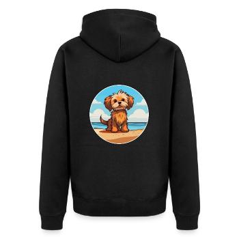 Lowchen Little Lion Dog Breed Cartoon Kawaii Dog - Unisex Premium Organic Zip Hoodie - black - Back - Nico (187cm)