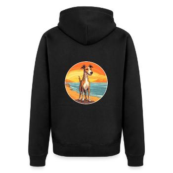 Lurcher Dog Breed Cartoon Kawaii Clipart Dog Pet - Unisex Premium Organic Zip Hoodie - black - Back - Nico (187cm)