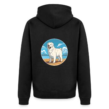 Maremma Schäferhund Hund Rasse Cartoon Kawaii Clipart - Unisex Premium Bio Zip Hoodie - Schwarz - Hinten - Nico (187cm)