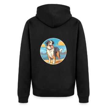 Nordamerikanischer Schäferhund Rasse Cartoon Kawaii - Unisex Premium Bio Zip Hoodie - Schwarz - Hinten - Nico (187cm)