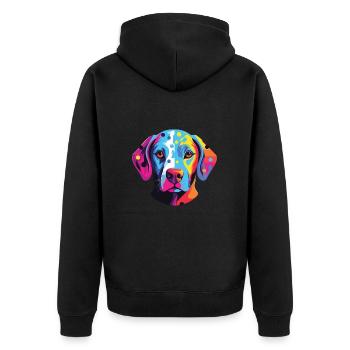 Dalmatiner Hund Buntes Aquarell Tier Karikatur - Unisex Premium Bio Zip Hoodie - Schwarz - Hinten - Nico (187cm)