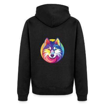 Husky Colorful Watercolor Animal Pet Illustration - Unisex Premium Organic Zip Hoodie - black - Back - Nico (187cm)
