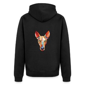 Pharaoh Hound Dog Colorful Watercolor Animal Pet - Unisex Premium Organic Zip Hoodie - black - Back - Nico (187cm)