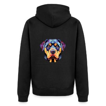 Rottweiler, Hund, Buntes, Aquarell, Tier, Cartoon - Unisex Premium Bio Zip Hoodie - Schwarz - Hinten - Nico (187cm)