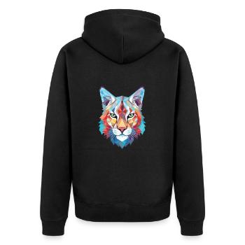 Luchs buntes Aquarell Tier Haustier Illustration - Unisex Premium Bio Zip Hoodie - Schwarz - Hinten - Nico (187cm)