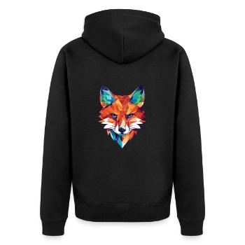 Gelehrter Fuchs, farbenfroher Aquarell-Tier-Haustier-Cartoon - Unisex Premium Bio Zip Hoodie - Schwarz - Hinten - Nico (187cm)