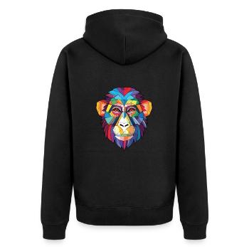 Monkey Colorful Watercolor Animal Pet Illustration - Unisex Premium Organic Zip Hoodie - black - Back - Nico (187cm)