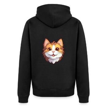 Kurilian Bobtail Katze Karikatur Aquarell Clipart - Unisex Premium Bio Zip Hoodie - Schwarz - Hinten - Nico (187cm)