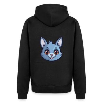 Russische blaue Katze Karikatur Aquarell Illustration - Unisex Premium Bio Zip Hoodie - Schwarz - Hinten - Nico (187cm)