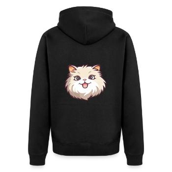 Ragamuffin chat dessin animé illustration à l’aquarelle - Veste à capuche bio Premium Unisexe - noir - Dos - Nico (187cm)
