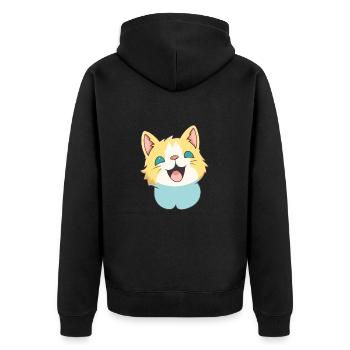 Khao Manee chat dessin animé illustration à l’aquarelle - Veste à capuche bio Premium Unisexe - noir - Dos - Nico (187cm)