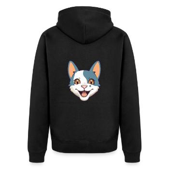 German Rex Cat Cartoon Watercolor Illustration - Unisex Premium Organic Zip Hoodie - black - Back - Nico (187cm)