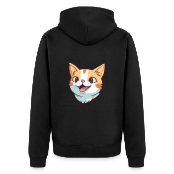 Chat brésilien à poil court dessin animé aquarelle Clipart - Veste à capuche bio Premium Unisexe - noir - Dos - Nico (187cm)