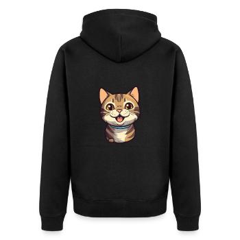 Californie chat pailleté dessin animé aquarelle Clipart - Veste à capuche bio Premium Unisexe - noir - Dos - Nico (187cm)
