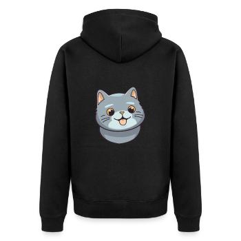 British Fold Shorthair chat dessin animé Art de l’aquarelle - Veste à capuche bio Premium Unisexe - noir - Dos - Nico (187cm)
