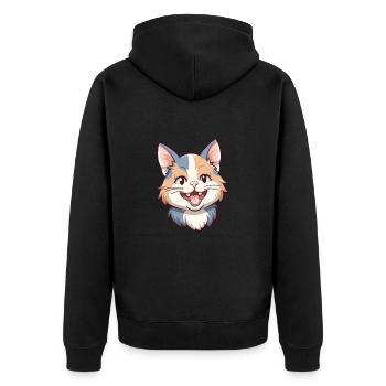 Verdünnte Calico-Katze Cartoon-Aquarell-Illustration - Unisex Premium Bio Zip Hoodie - Schwarz - Hinten - Nico (187cm)