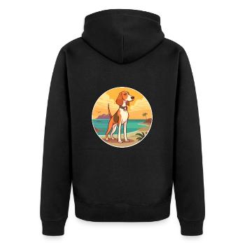 Norwegian Hound Dunker Dog Breed Cartoon Kawaii - Unisex Premium Organic Zip Hoodie - black - Back - Nico (187cm)