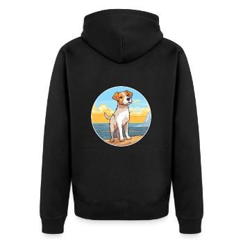 Parson Russell Terrier Hunderasse Cartoon Kawaii - Unisex Premium Bio Zip Hoodie - Schwarz - Hinten - Nico (187cm)