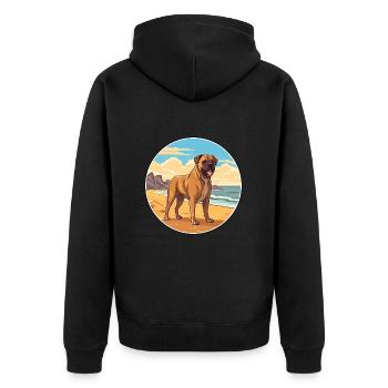 Perro de Presa Canario Hunderasse Cartoon Kawaii - Unisex Premium Bio Zip Hoodie - Schwarz - Hinten - Nico (187cm)