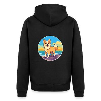 Norwegischer Lundehund Hunderasse Cartoon Kawaii Hund - Unisex Premium Bio Zip Hoodie - Schwarz - Hinten - Nico (187cm)