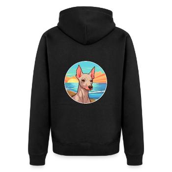 Chien nu péruvien race Cartoon Kawaii Clipart - Veste à capuche bio Premium Unisexe - noir - Dos - Nico (187cm)