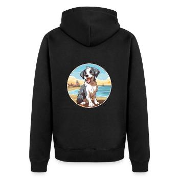 Picardie Schäferhund Hund Rasse Cartoon Kawaii Clipart - Unisex Premium Bio Zip Hoodie - Schwarz - Hinten - Nico (187cm)