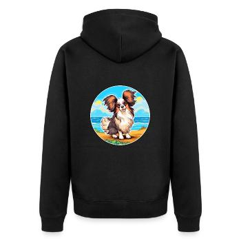 Papillon chien race dessin animé kawaii clipart chien animal de compagnie - Veste à capuche bio Premium Unisexe - noir - Dos - Nico (187cm)