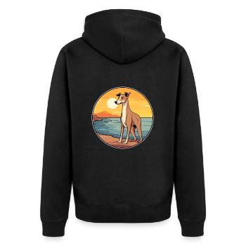 Polonais lévrier chien race Cartoon Kawaii Clipart - Veste à capuche bio Premium Unisexe - noir - Dos - Nico (187cm)