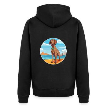 Plott Hound chien race dessin animé Kawaii Clipart chien - Veste à capuche bio Premium Unisexe - noir - Dos - Nico (187cm)