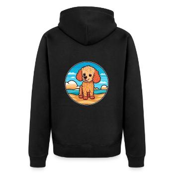 Caniche chien race dessin animé Kawaii Clipart aquarelle - Veste à capuche bio Premium Unisexe - noir - Dos - Nico (187cm)