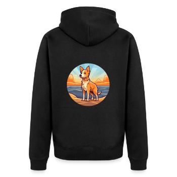 Portugais Podengo Chien Race Cartoon Kawaii Chien - Veste à capuche bio Premium Unisexe - noir - Dos - Nico (187cm)